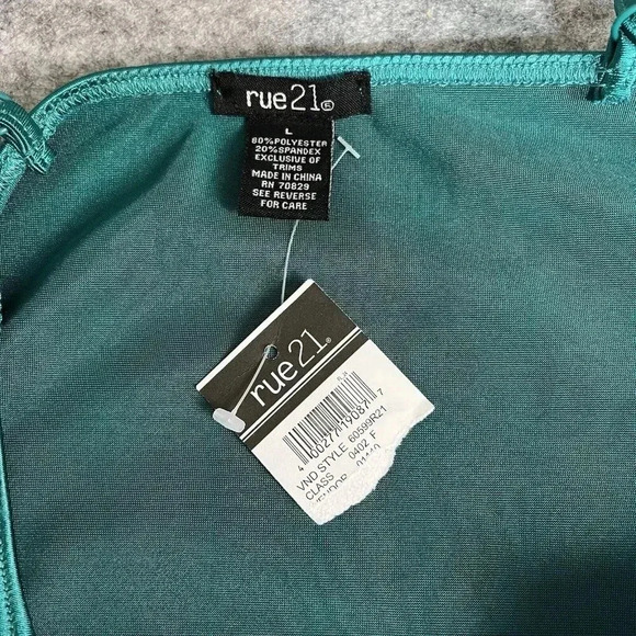 Rue 21 Cocktail Slip Dress Womens L Teal Tulip Hem Feminine Romantic Date Night - Picture 9 of 16
